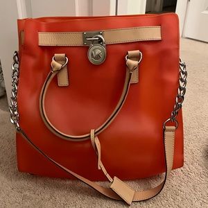 Michael Kors, shoulder bag, orange plastic tote